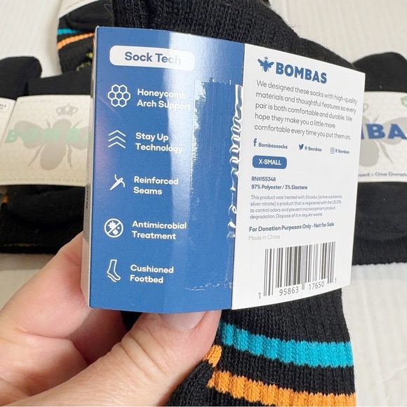 New Bombas 6 Pairs of Black Calf Socks Size XS Women’s Size 4-6 Youth Size 1-6 - Picture 5 of 8